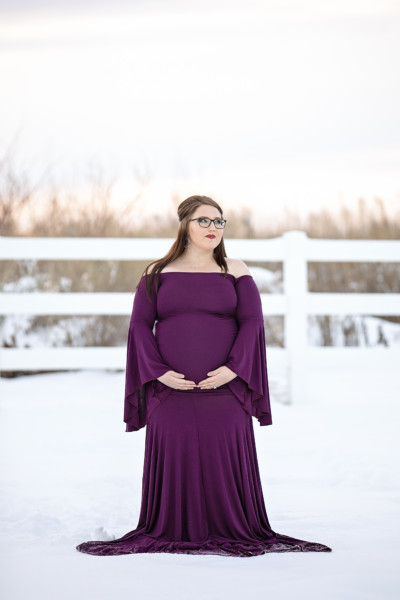Sew Trendy Accessories Gown plum, West Texas Maternity Photographer