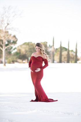 Sew Trendy Accessories Red Maternity Gown, West Texas Photographer