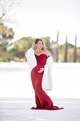 Sew Trendy Accessories Red Maternity Gown, West Texas Photographer