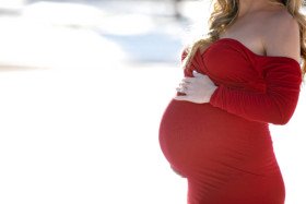 Sew Trendy Accessories Red Maternity Gown, West Texas Photographer