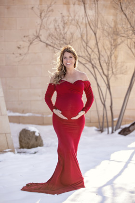 Sew Trendy Accessories Red Maternity Gown, West Texas Photographer