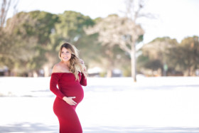 Sew Trendy Accessories Red Maternity Gown, West Texas Photographer